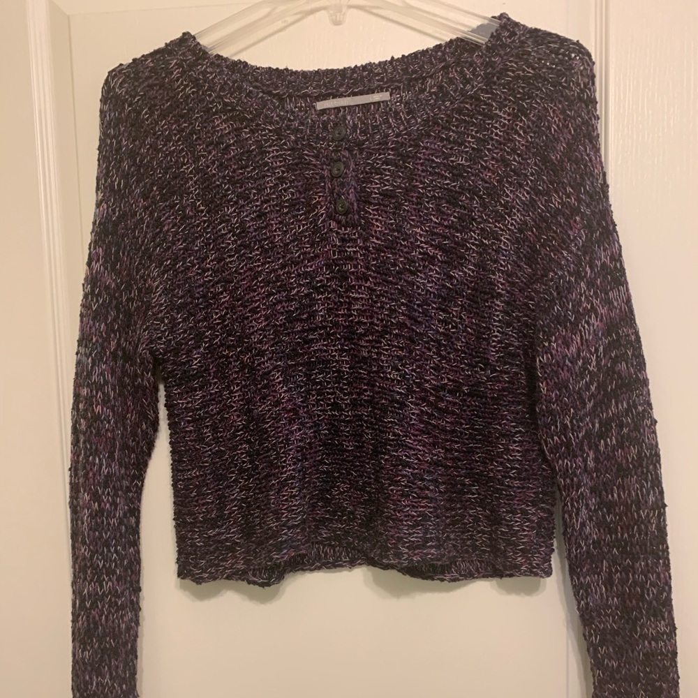 Cropped open knit sweater